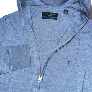 ALLSAINTS Zip-Up Hoodie Men Medium Mode Merino Wool Ramskull Slim-Fit